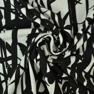 Lycra print - Off white with black bamboo art