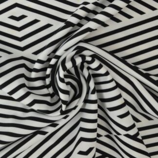Lycra print - Black & white zig zag