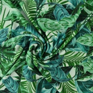 Lycra print - Green palm leaves