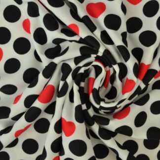 Lycra  - Red hearts and spots